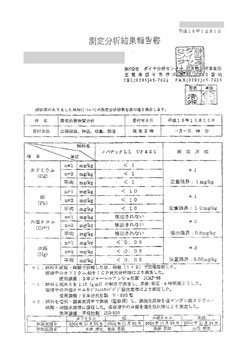 測定分析結果報告書-2004年 | 内袋(食品用・日本製)